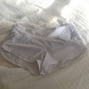 White Low-Rise Lululemon Speed Up shorts